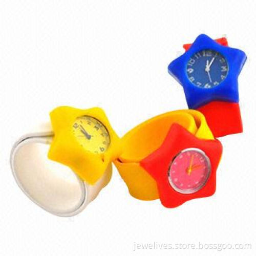 Kid's Slap Watch, Made of Silicone Band and Case, Various Colors of Dials and Straps are Available